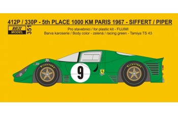 Decal – Ferrari 412P ( 330P ) - 1967 1000 km Paris - Siffert / Piper 1/24
